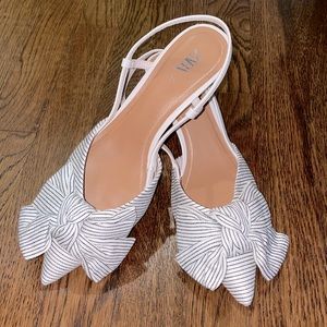 Zara striped sling back kitten heels with bow